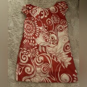 Lela Rose Women’s Red and White Floral Dress Sz M